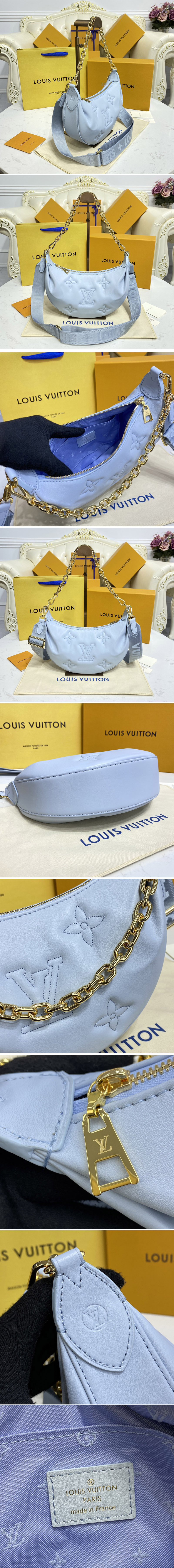 Replica Louis Vuitton M59825 LV Over The Moon Bag in Blue Quilted and embroidered smooth calf leather