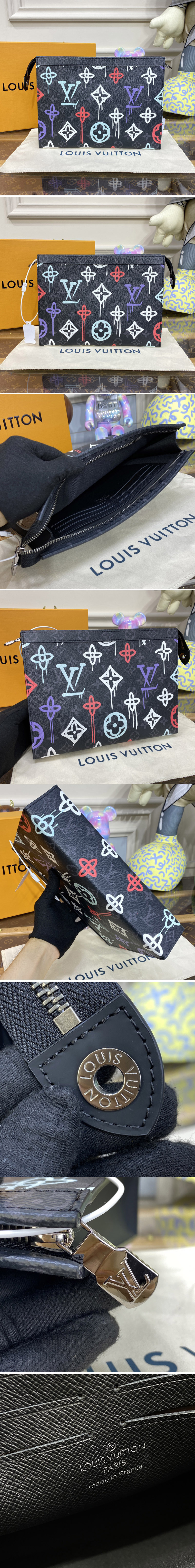 Replica Louis Vuitton M81803 LV Pochette Voyage in Monogram Eclipse canvas