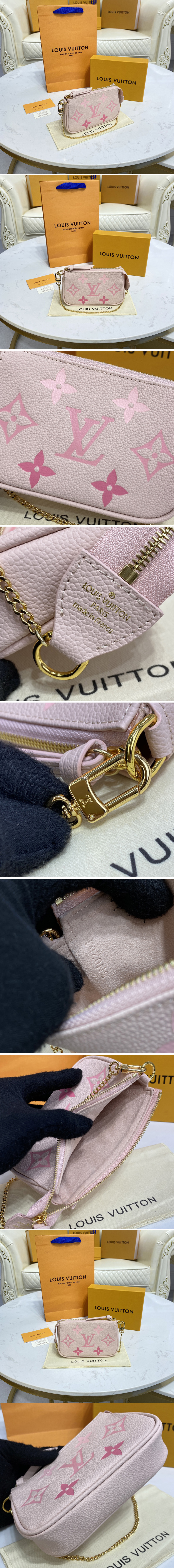 Replica Louis Vuitton M80501 LV Mini Pochette Accessoires in Pink Monogram Empreinte leather