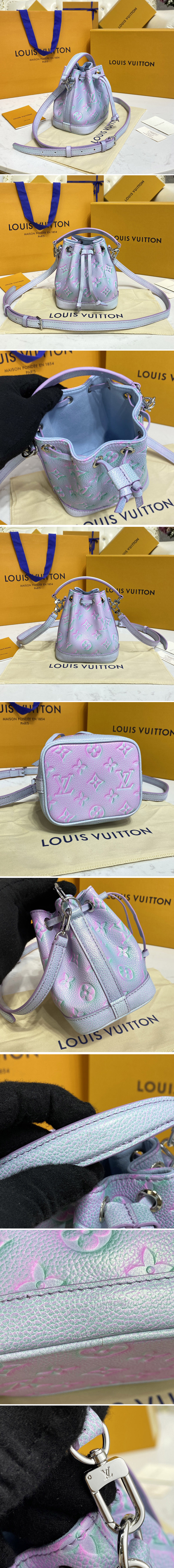 Replica Louis Vuitton M81463 LV Nano Noé Bucket Bag in Purple Monogram Empreinte leather