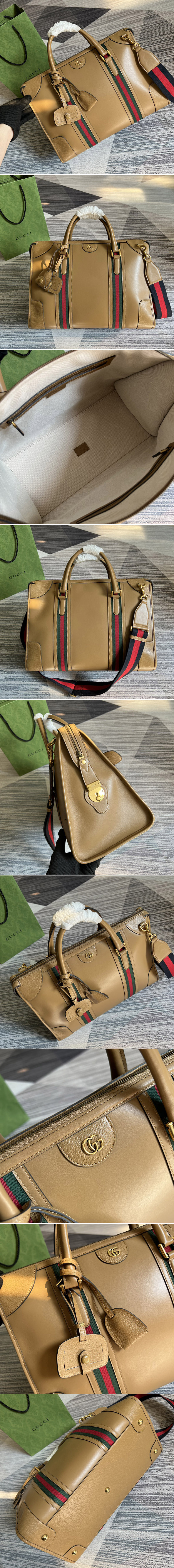 Replica Gucci 715671 Bauletto Large Tote bag in Brown Leather