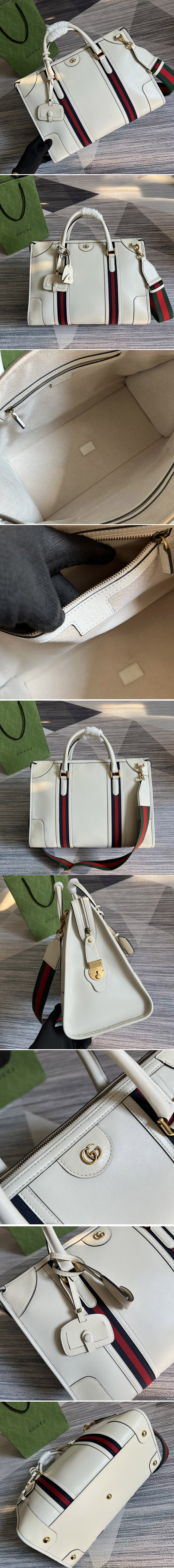 Replica Gucci 715671 Bauletto Large Tote bag in White Leather