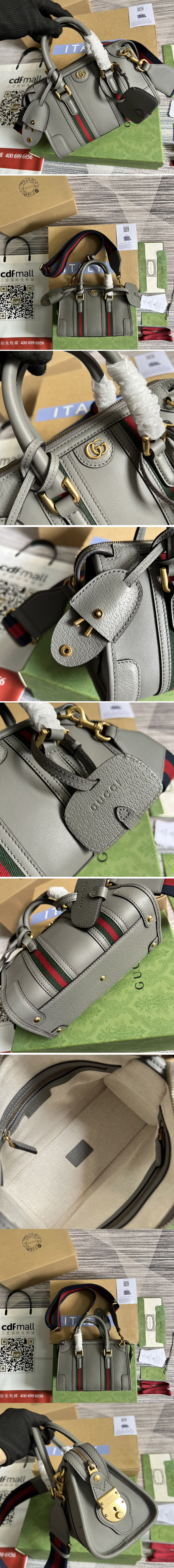 Replica Gucci 715771 Bauletto Mini top handle bag in Grey Leather