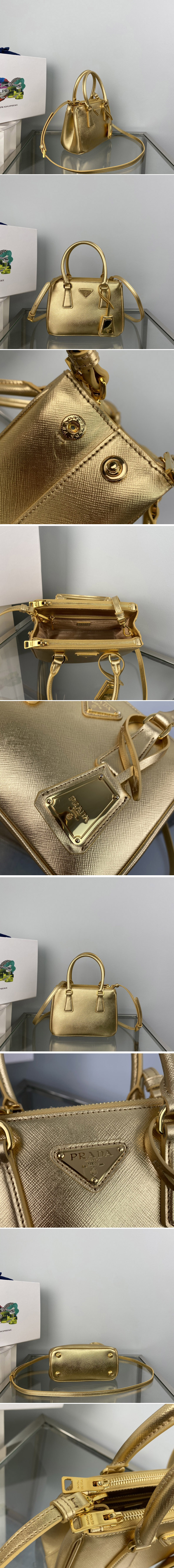 Replica Prada 1BA906 Prada Galleria Saffiano leather mini-bag in Platinum Leather