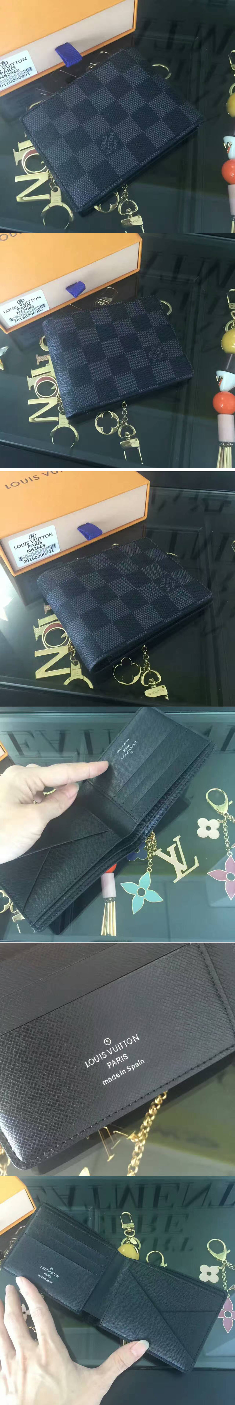 Replica Louis Vuitton N62663 Damier Graphite Canvas Multiple Wallet 