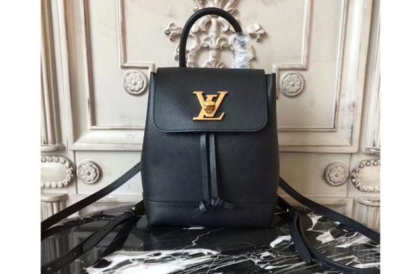 Replica Louis Vuitton M54573 lockme mini backpack Leather Black