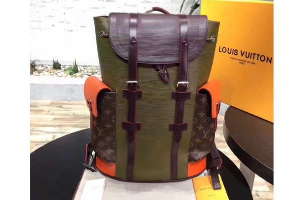 Replica Louis Vuitton M41709 Monogram Canvas and Epi Christopher PM Backpack Green