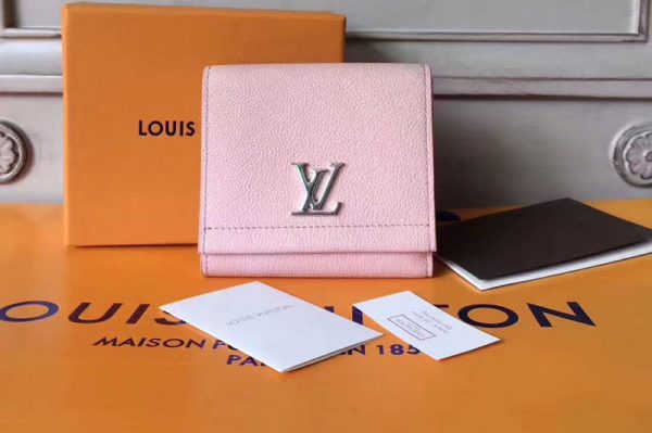 Replica Louis Vuitton M64309 Lockme II Compact Wallets taurillon Pink