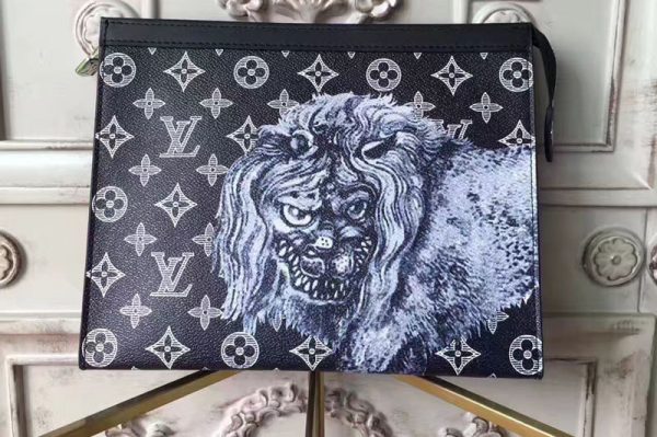 Replica Louis Vuitton M66639 Monogram Canvas Lion Pochette Voyage MM