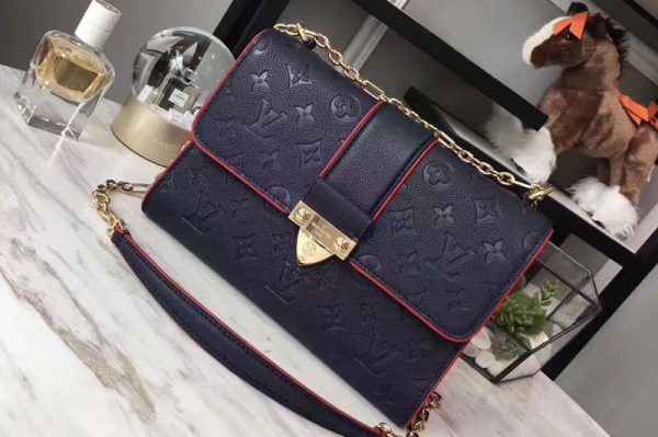 Replica Louis Vuitton M43394 Monogram Empreinte Saint Sulpice PM Bags Blue/Red