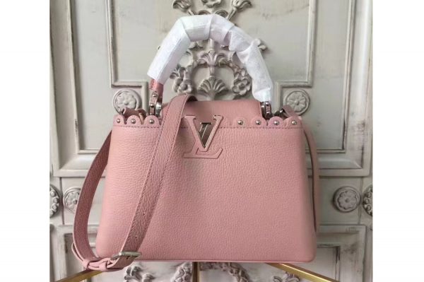 Replica Louis Vuitton M48864 Capucines MM Taurillon Leather Bags Pink