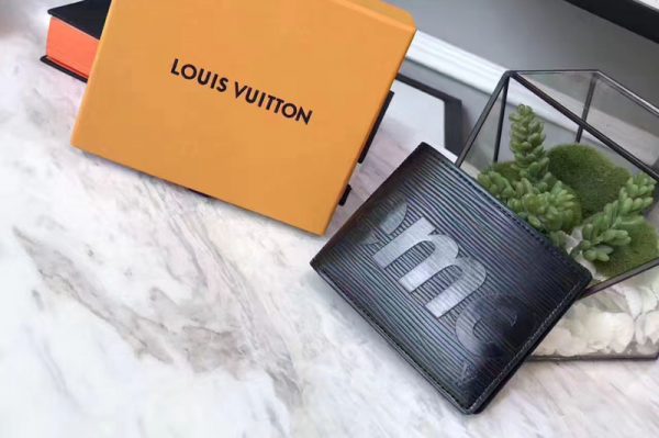 Replica Louis Vuitton M60332 x Supreme Epi Leather Wallet Black