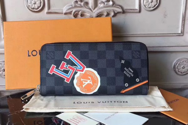 Replica Louis Vuitton N64443 Zippy Wallet Vertical Damier Graphite Stickers