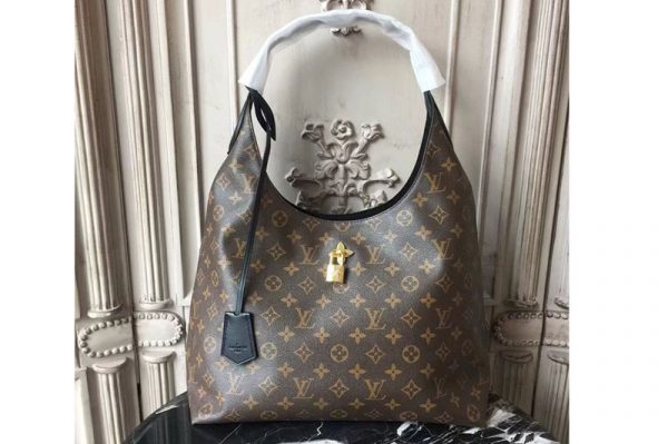 Replica Louis Vuitton M43545 Flower Hobo Monogram Canvas Bags Black