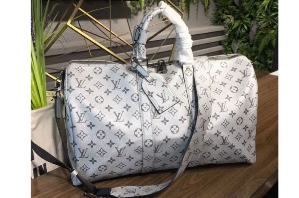 Replica Louis Vuitton M43858 Keepall Bandouliere 45 Monogram Silver Canvas Bags