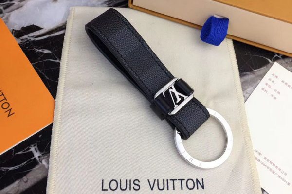 Replica Louis Vuitton M62706 LV Dragonne Key Holder Damier Graphite Canvas Silver Hardware