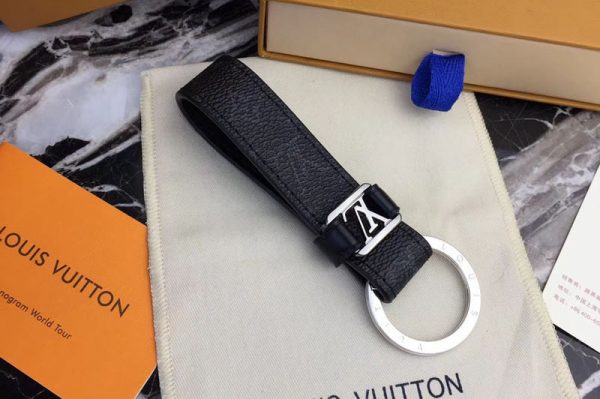 Replica Louis Vuitton M62709 LV Dragonne Key Holder Monogram Eclipse Canvas Silver Hardware