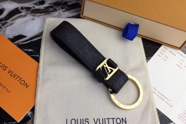 Replica Louis Vuitton M62709 LV Dragonne Key Holder Monogram Eclipse Canvas Gold Hardware