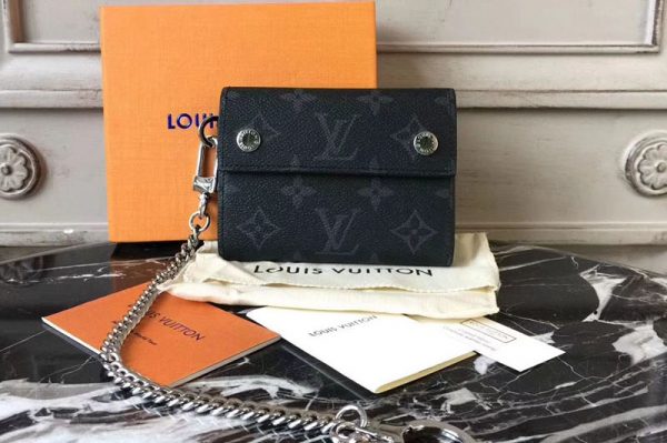 Replica Louis Vuitton M63510 Rivets Chain Wallet Monogram Eclipse Canvas