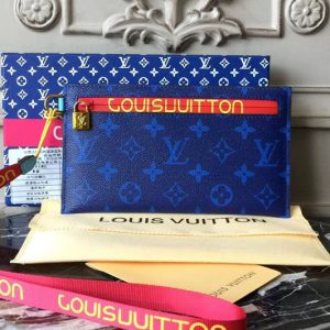 Replica Louis Vuitton M68003 Ribbon Pouches PM Monogram Blue Canvas