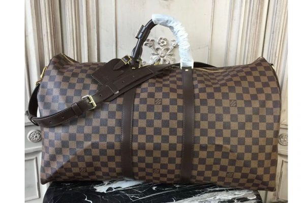 Replica Louis Vuitton N41414 Keepall Bandouliere 55 Damier Ebene Canvas Bags