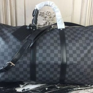 Replica Louis Vuitton N41413 Keepall Bandouliere 55 Damier Graphite Canvas Travel Bags