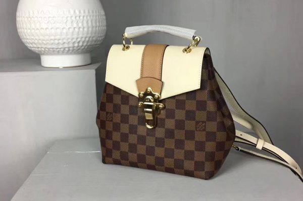 Replica Louis Vuitton N42259 Damier Ebene Canvas Clapton Backpack Creme