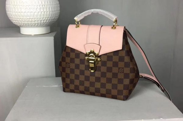 Replica Louis Vuitton N42262 Damier Ebene Canvas Clapton Backpack Pink