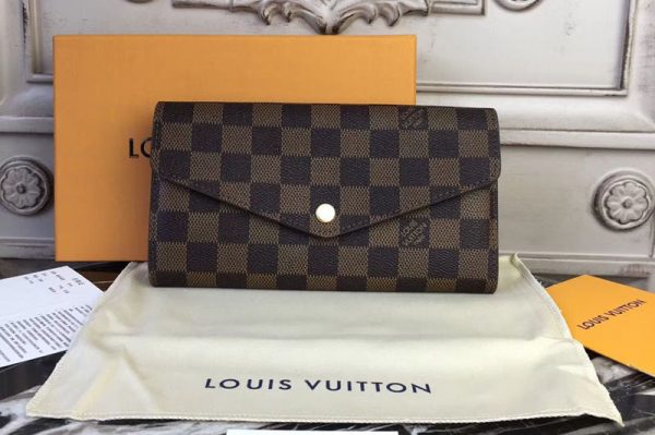 Replica Louis Vuitton N63209 Sarah Wallet Damier Ebene Canvas Brown