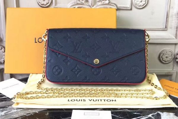 Replica Louis Vuitton M64099 Monogram Empreinte Pochette Felicie Bags Blue