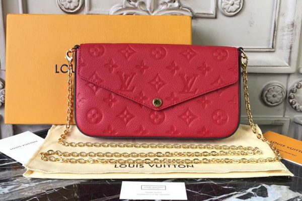 Replica Louis Vuitton M64065 Monogram Empreinte Pochette Felicie Bags Red