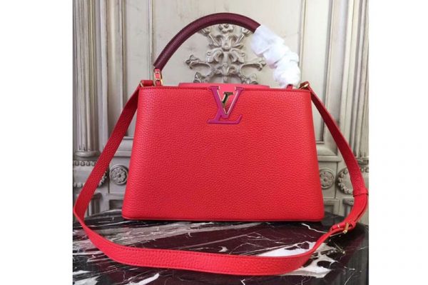 Replica Louis Vuitton M94740 Capucines MM Taurillon Leather Bags Red