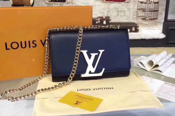 Replica Louis Vuitton M41279 LV Smooth Calfskin Chain Louise MM Bags Black