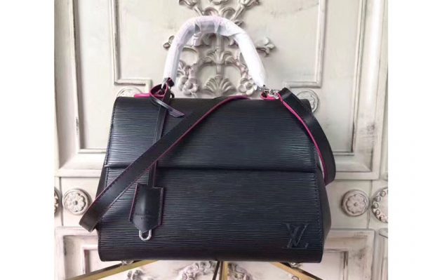 Replica Louis Vuitton M41302 Epi Leather Cluny MM Bags Black/Rosy