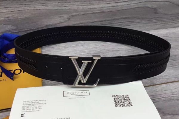 Replica Louis Vuitton M9909U LV Pyramide 40mm Belts Calf Leather Black