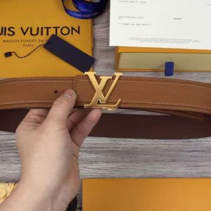 Replica Louis Vuitton M9912S LV Pyramide 40MM Calf Leather Belts Silver/Gold Buckle