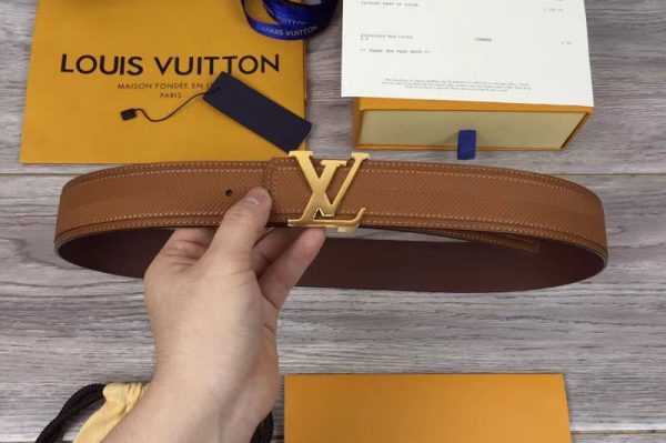 Replica Louis Vuitton M9912S LV Pyramide 40MM Calf Leather Belts Silver/Gold Buckle