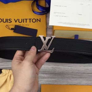 Replica Louis Vuitton M9911S LV Pyramide 40MM Calf Leather Belts Silver/Gold Buckle