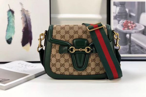 Replica Gucci 383848 Lady Web Original GG Canvas Shoulder Bag Green