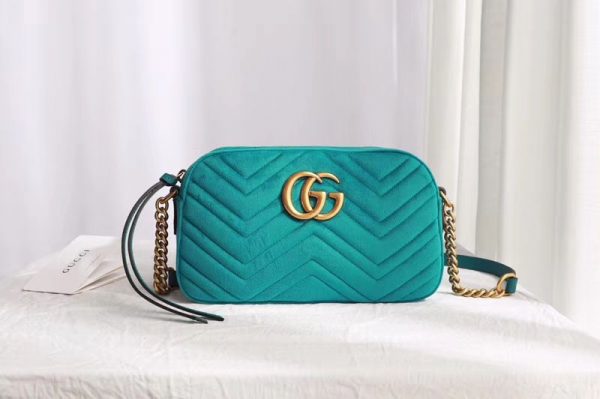 Replica Gucci 447632 GG Marmont velvet small shoulder bag Green