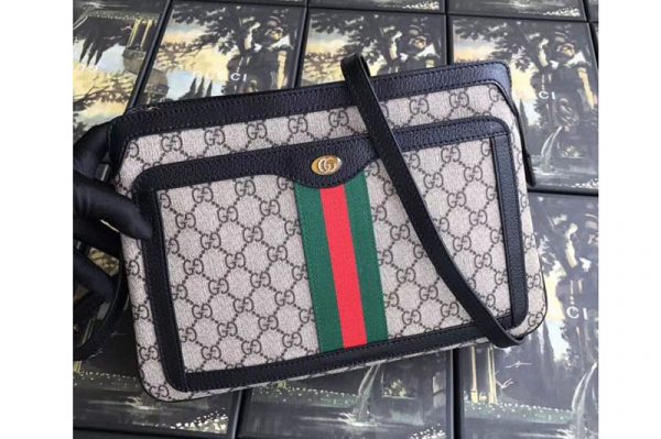 Replica Gucci 523354 GG Supreme Medium Shoulder Bags Black