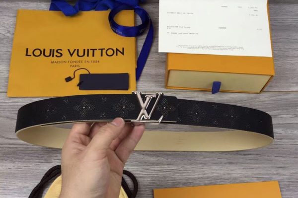 Replica Louis Vuitton M0008U LV Iconic 35MM Taurillon Leather Belts Silver Buckle