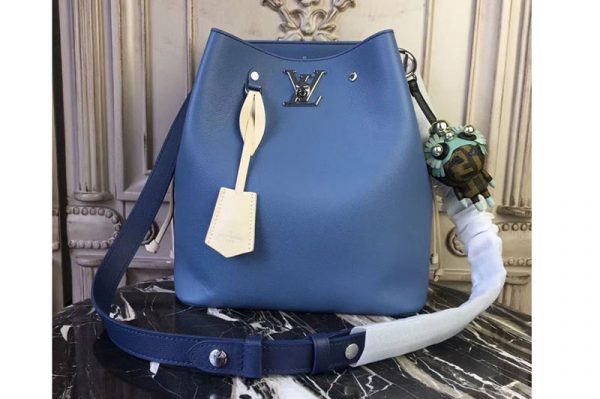 Replica Louis Vuitton M51413 Lockme Bucket Bags Soft Calfskin Blue