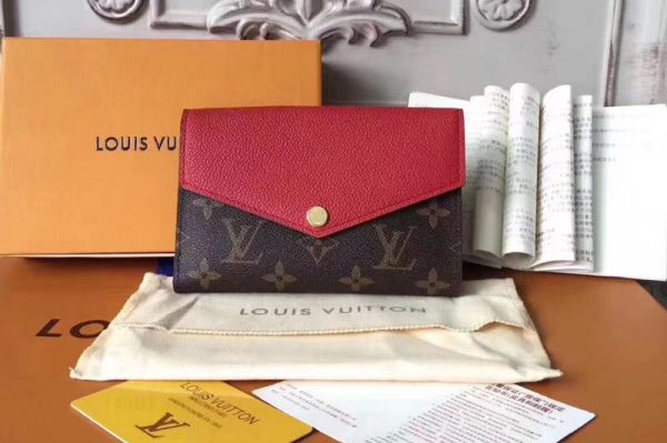 Replica Louis Vuitton M60140 LV Pallas Compact Wallet Monogram Canvas Red