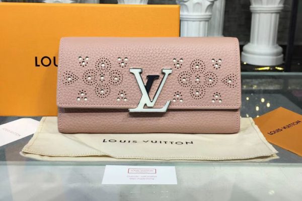 Replica Louis Vuitton M62556 LV Capucines Wallet Taurillon leather Pink