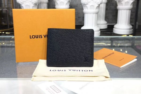 Replica Louis Vuitton M64005 LV Slender ID Wallet Taiga leather Black