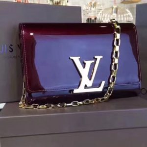 Replica Louis Vuitton M94425 Patent Calfskin Chain Louise GM Bags Purple