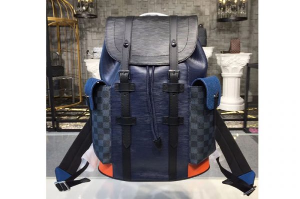 Replica Louis Vuitton M51457 LV Christopher PM Backpack Epi Leather And Damier Graphite Canvas