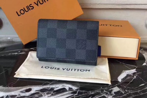 Replica Louis Vuitton N63338 Enveloppe Carte de Visite Wallets Damier Graphite Canvas