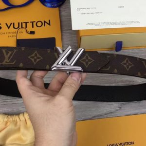 Replica Louis Vuitton M9935U LV Circle 35mm Reversible Belts Epi Leather and Monogram Canvas Black